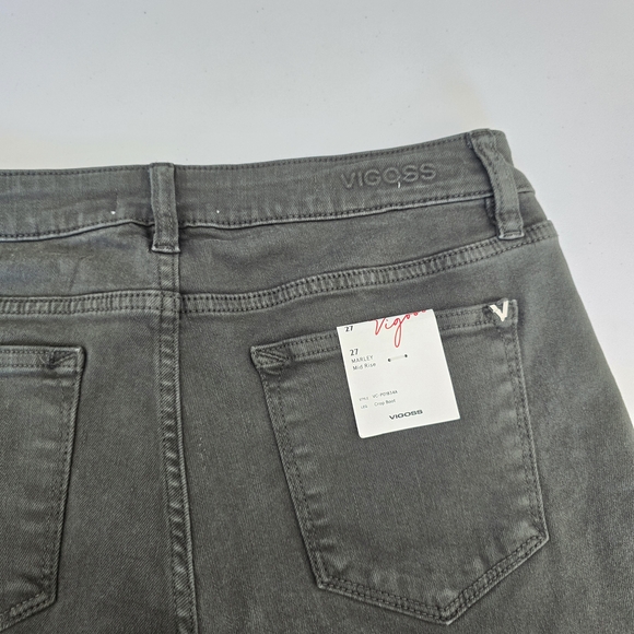 Vigoss Mid Rise Crop Bootcut Jeans Y2K Size 27 Olive Green NWT - Picture 4 of 7